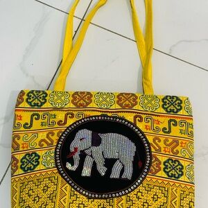 Vibrant Yellow Elephant Tote Bag